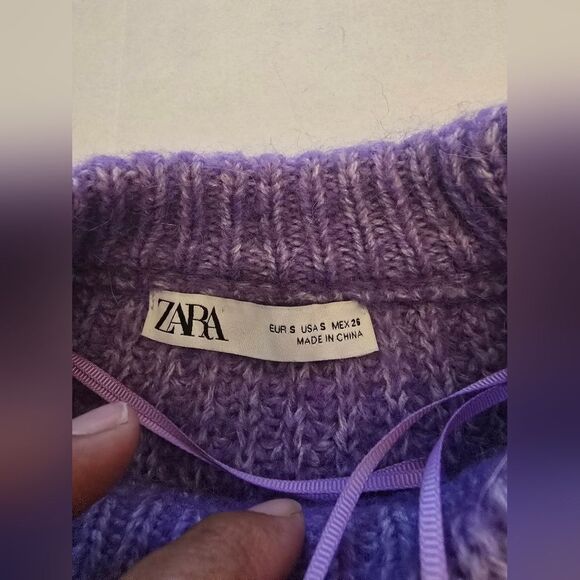 Zara Alpaca And Wool Blend Mock Neck Sweater In Purple Size Small - Picture 5 of 10